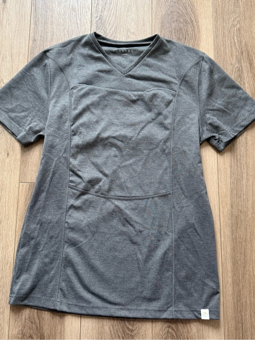 Lalabu Dad shirt Men’s Short Sleeve V-Neck Tee - Charcoal Gray size Large